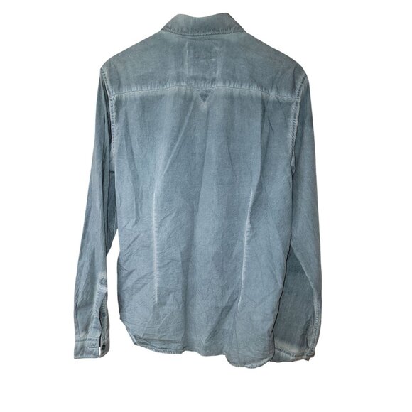 Guess Mens Light Blue Long Sleeve Button-Up Denim Shirt Size L - Picture 2 of 6